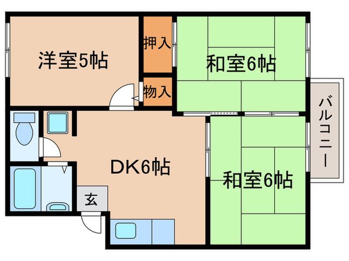 フォーブルM(3DK/1階)の間取り写真