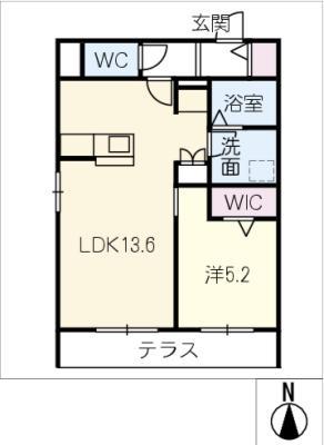 LA PACE 川名(1LDK/1階)の間取り写真