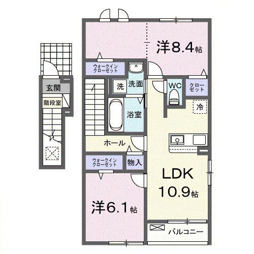 セレスティアII(2LDK/2階)の間取り写真