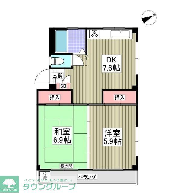 コーポコスモス(2DK/2階)の間取り写真