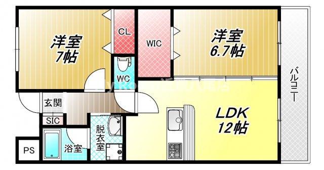 ポラリスA棟(2LDK/1階)の間取り写真