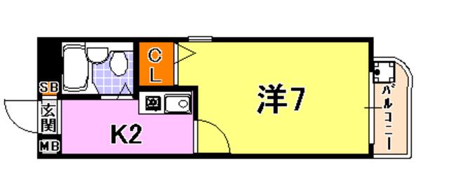 ヴィラ元町(1K/3階)の間取り写真