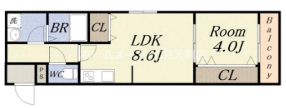 アート大正(1LDK/3階)の間取り写真