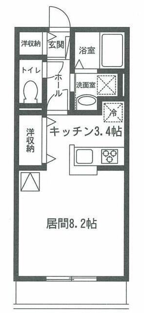 エルシオン(1K/1階)の間取り写真