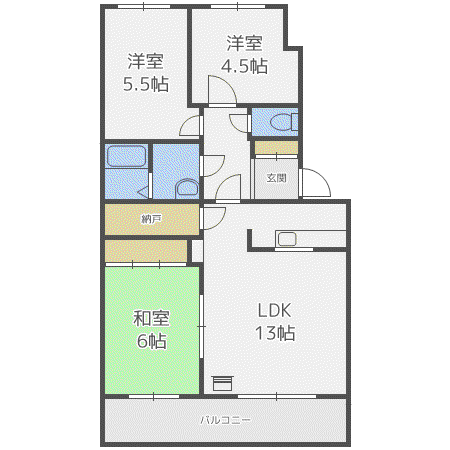 デイトナ(3LDK/2階)の間取り写真