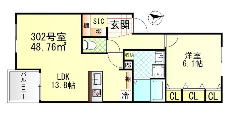 ヴィラージュ戸塚Ⅰ(1LDK/3階)の間取り写真