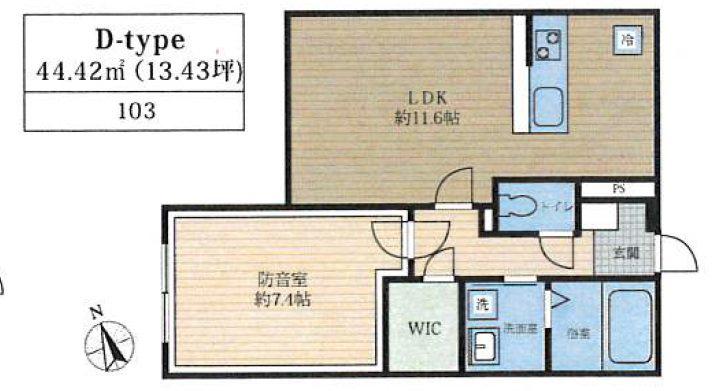VORT瀬田レジデンス(1LDK/1階)の間取り写真