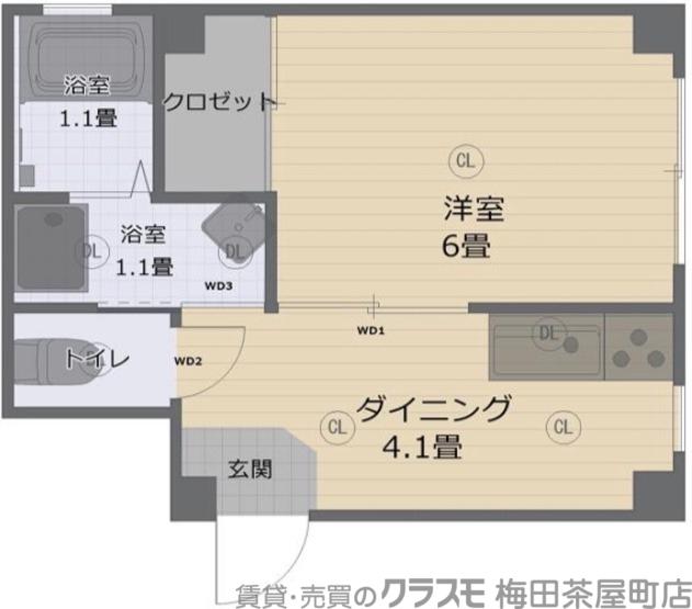 壽ビル(1DK/3階)の間取り写真