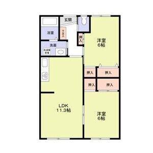 市川ハイツ(2LDK/2階)の間取り写真