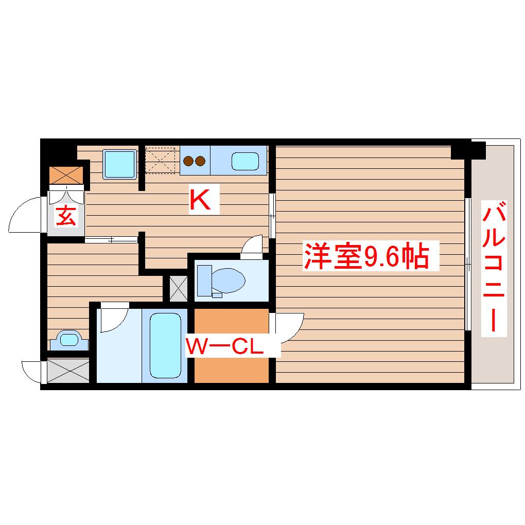 アルファ上杉(1K/6階)の間取り写真
