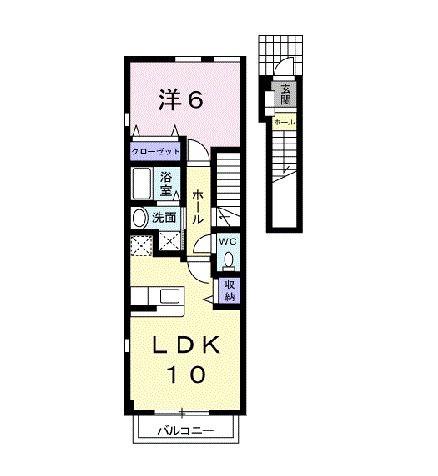 サニーM(1LDK/2階)の間取り写真