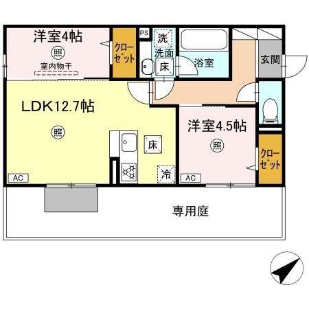 M・K・K 高峰町(2LDK/1階)の間取り写真