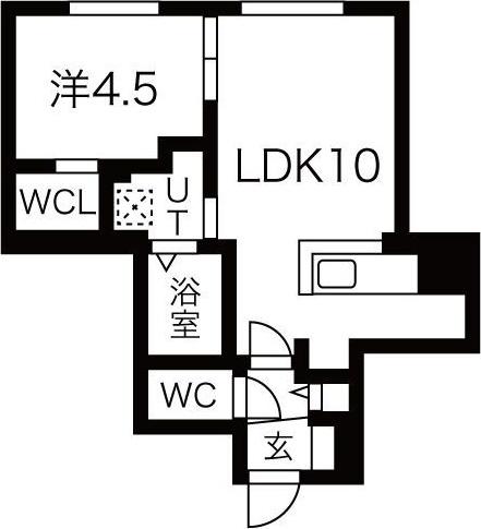 CHERISIS北円山(1LDK/4階)の間取り写真