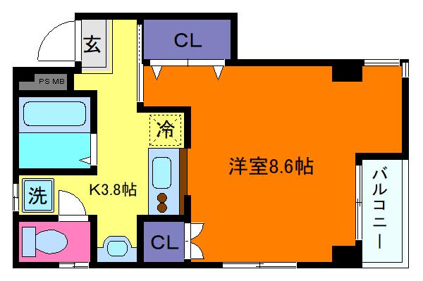 コート向森(1K/1階)の間取り写真