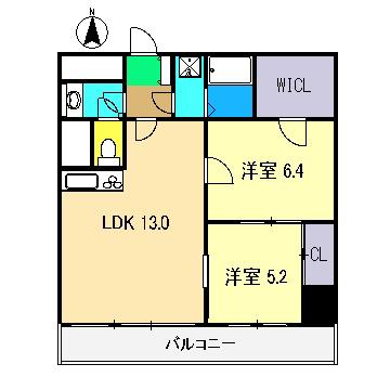 ALCOー2(2DK/3階)の間取り写真