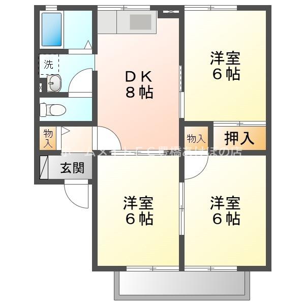 セジュール東明(3DK/2階)の間取り写真