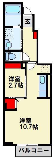 エクセレント本城B(1SK/1階)の間取り写真