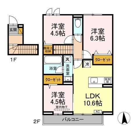 リッシュセゾン E(3LDK/2階)の間取り写真
