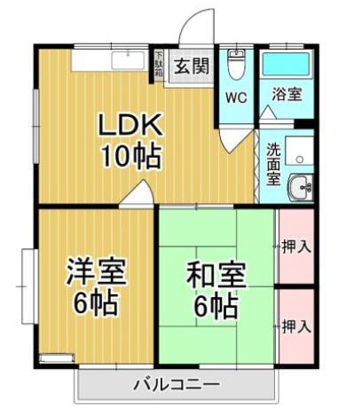 モミヤマハイツ(2LDK/2階)の間取り写真