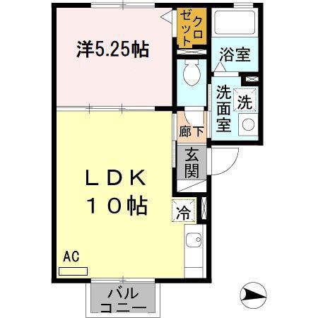 ゴマリ ジャーディン(1LDK/2階)の間取り写真