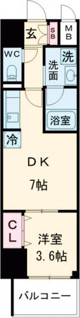 レオンコンフォート神戸駅前(1DK/15階)の間取り写真