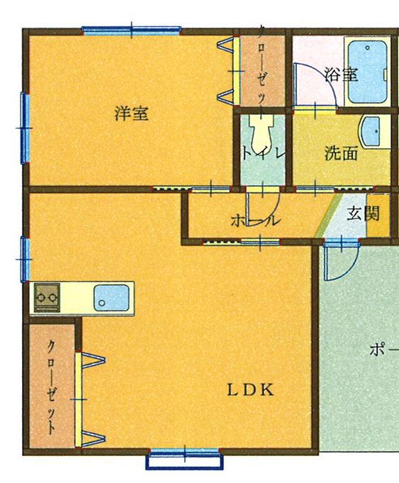 FINE COURT(1LDK/1階)の間取り写真