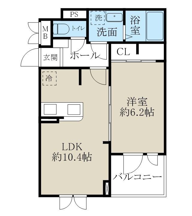ヒカルサ新潟関屋(1LDK/3階)の間取り写真