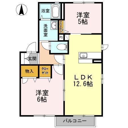 シャリテ(2LDK/2階)の間取り写真
