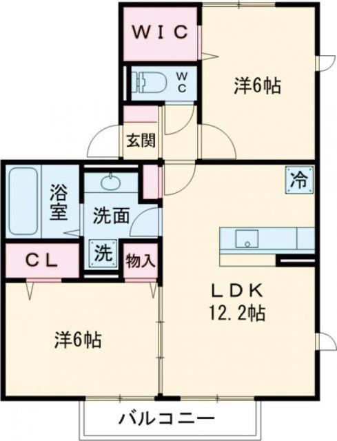 ソレイユ鈴の宮(2LDK/2階)の間取り写真