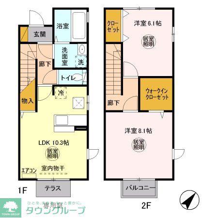 クリアシーズンズB(2LDK/1階)の間取り写真