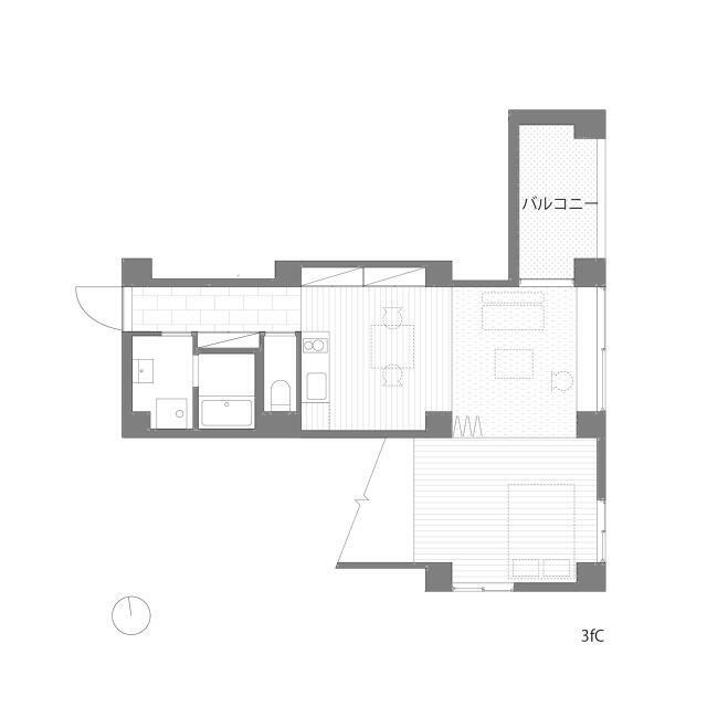 三組坂FLAT(1LDK/3階)の間取り写真