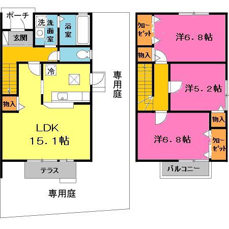 シャルマンヒルズ・イースト(3LDK/1階)の間取り写真