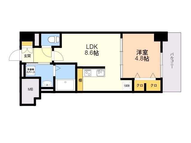 エスペランサ大橋Ⅱ(1LDK/2階)の間取り写真