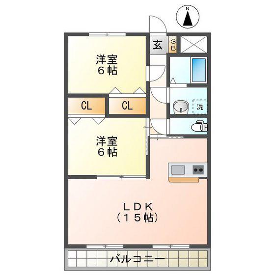 ロイヤル・ふじ(2LDK/3階)の間取り写真
