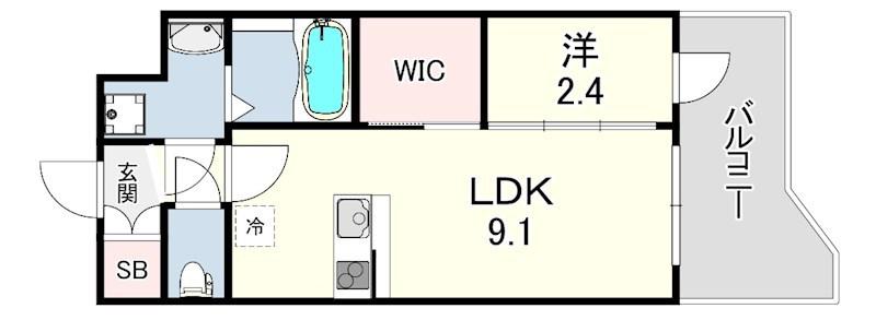 セレニテ神戸駅前アリエ(1LDK/5階)の間取り写真