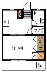 ミルド東大淀(1DK/3階)の間取り写真