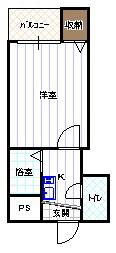 サンパレス寝屋川(1K/2階)の間取り写真