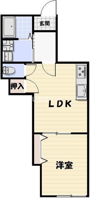 LIKE亥鼻(1LDK/1階)の間取り写真