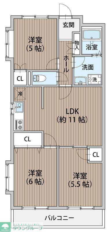メゾン・ラポームII(3LDK/4階)の間取り写真