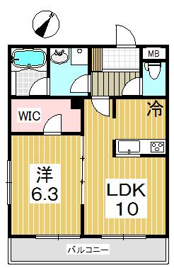 成増サン・マロニエ(1LDK/2階)の間取り写真