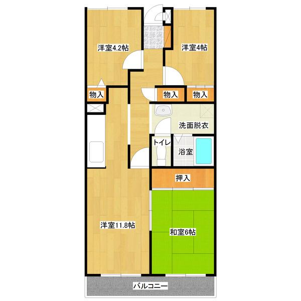 サンライズみやこ(3LDK/5階)の間取り写真