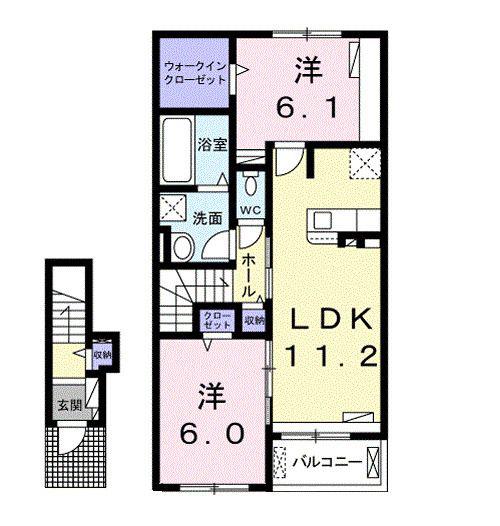 グッド・アイランド阿見I(2LDK/2階)の間取り写真