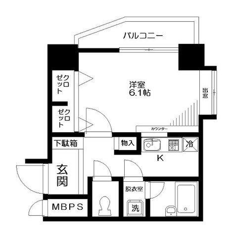 日神パレステージ三軒茶屋第2(1K/10階)の間取り写真