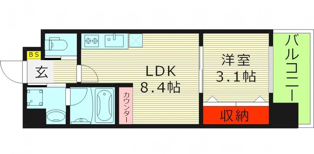 グローハイツ千林(1LDK/4階)の間取り写真