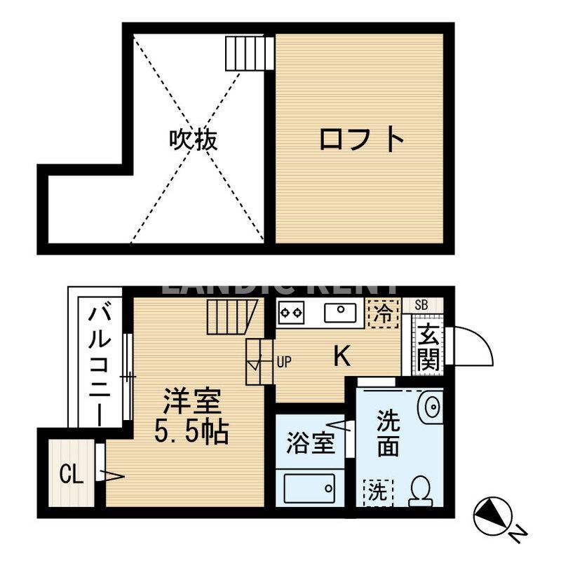 HAMILTON(ワンルーム/2階)の間取り写真