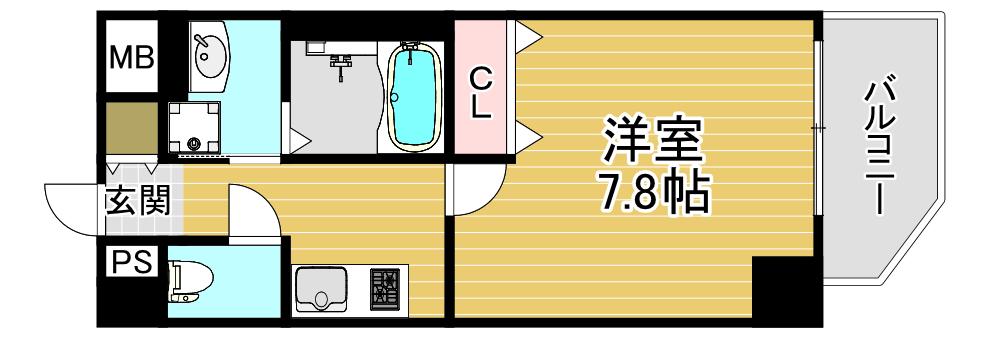ファーストフィオーレ大阪ウエスト(1K/8階)の間取り写真