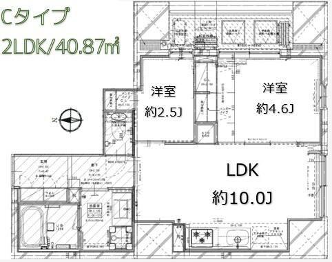 ガーデンザヴィス木場(2LDK/12階)の間取り写真