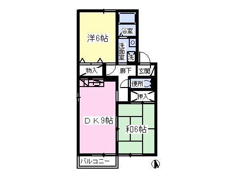 ヴェル・フルールD(2DK/2階)の間取り写真