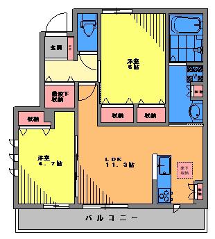 MEIN PLATZ(2LDK/1階)の間取り写真