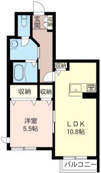 クラヴィエ県立大学(1LDK/2階)の間取り写真